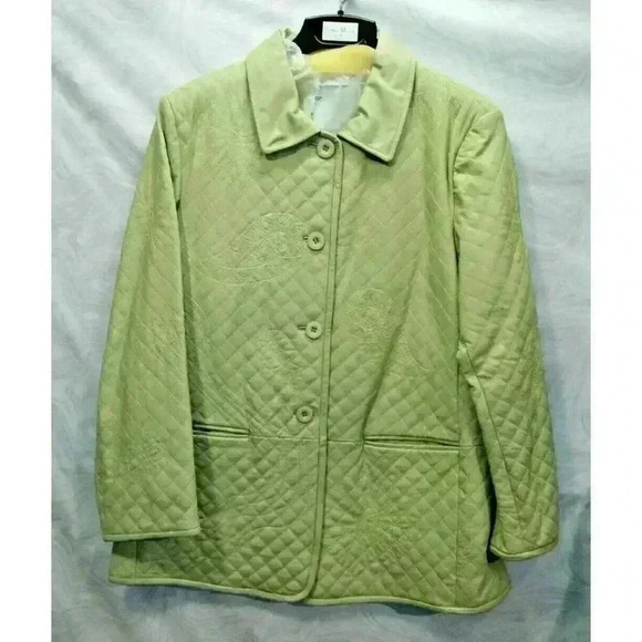 Leather Jacket Lightly Quilted Velvet Trim Pamela McCoy Size XL - Picture 1 of 16